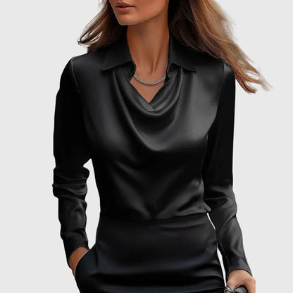 Women’s Shimmer Pleated Collar Blouse