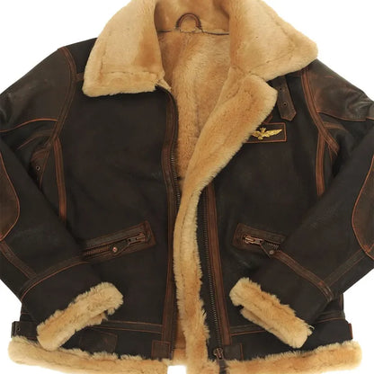 Men's Autumn & Winter Brown Lapel Zipper Pocket Leather-Look Jacket