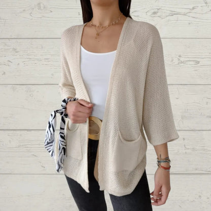Women’s 3/4 Sleeve Open-Front Pocket Cardigan