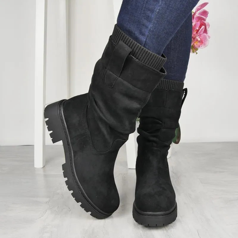 Women’s Faux Suede Wide-Toe Warm Support Boots