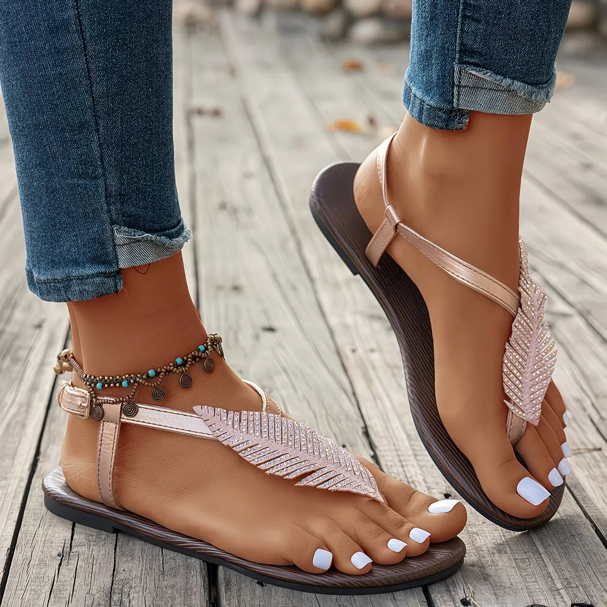Women’s Crystal Leaf Comfort Sandals