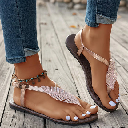 Women’s Crystal Leaf Comfort Sandals