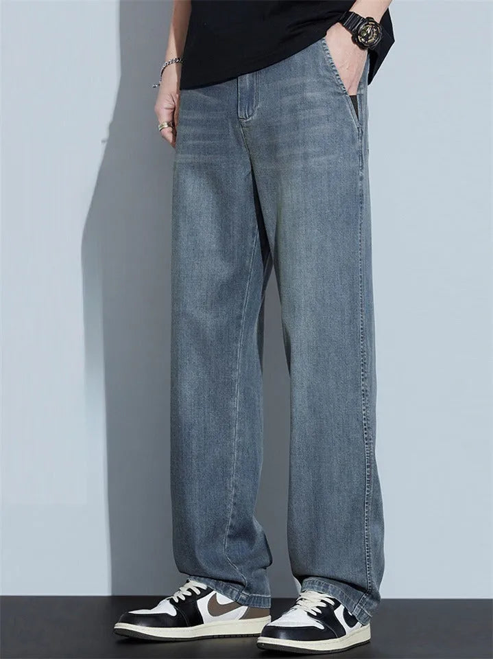 Men’s Lightweight Denim-Look Drawstring Trousers