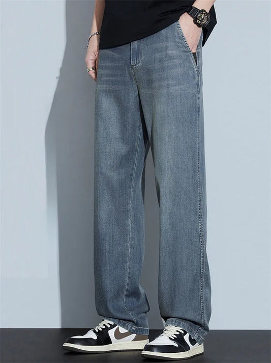 Men’s Lightweight Denim-Look Drawstring Trousers