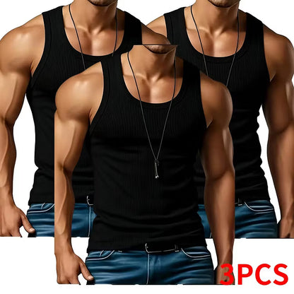 Men’s 3-Pack Ribbed Sleeveless Vests
