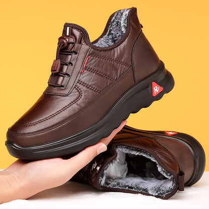 Men’s Water-Resistant Fleece-Lined Non-Slip Leather-Look Winter Shoes