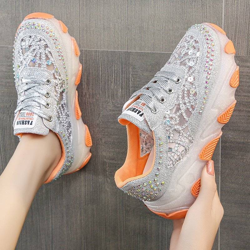 Women’s Sparkle Mesh Rhinestone Platform Trainers