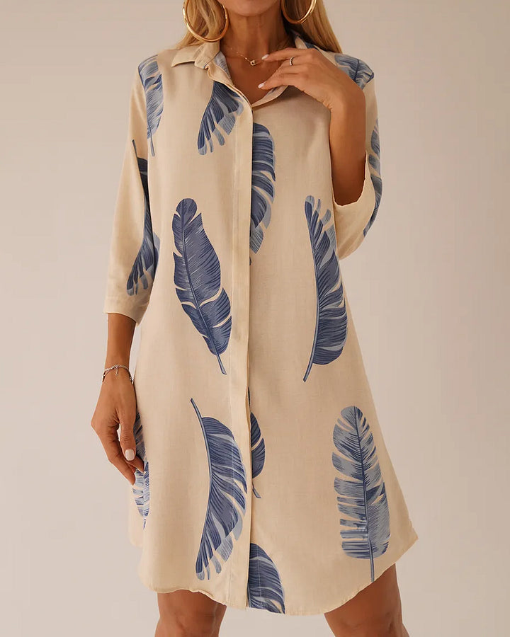 Women’s Printed Collar Oversized Cotton Cardigan Dress