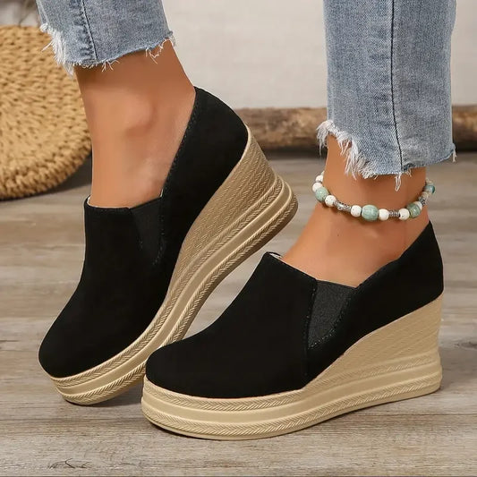 Women’s Cushioned Platform Wedge Slip-On Trainers