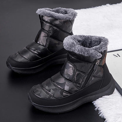Men’s Fur-Lined Easy-Zip Waterproof Puffer Snow Boots