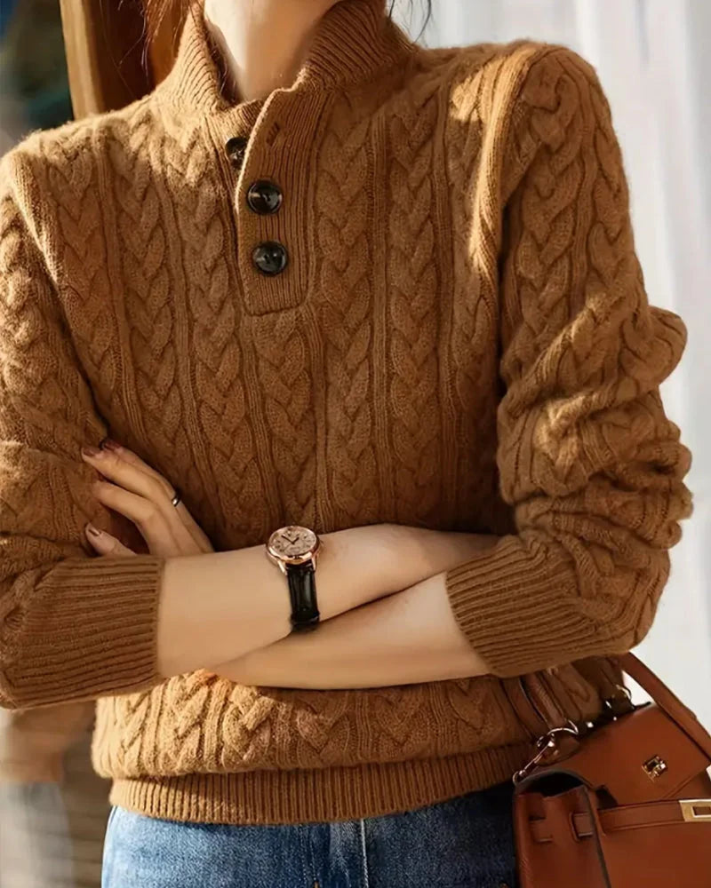 High-Neck Loose Leopard Jumper for Women