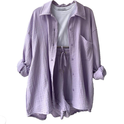 Two-piece long-sleeved shirt women's casual suit