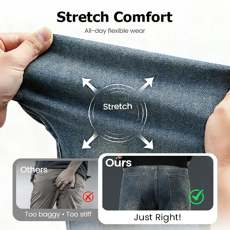 Men’s Mid-Rise Straight Leg Stretch Denim Jeans