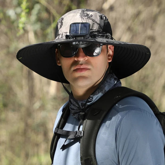 Solar Fan Wide-Brim Hat