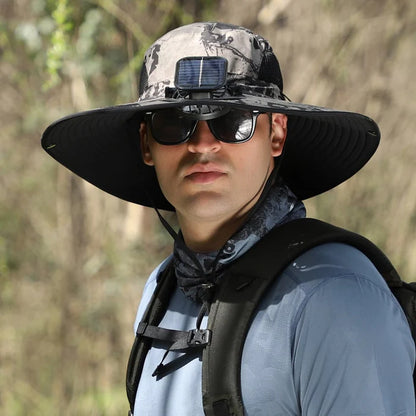 Solar Fan Wide-Brim Hat