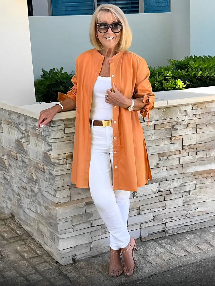 Women’s Elvara Swing Long Cotton Shirt Jacket