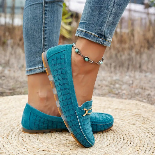 Women's Chunky Loafers – Retro Metal Button & Hand-Stitched