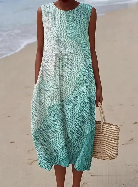 Women’s Ocean Breeze Sleeveless Summer Midi Dress