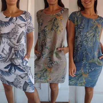 🌼Women's Cotton & Canvas Round Neck Printed Dress