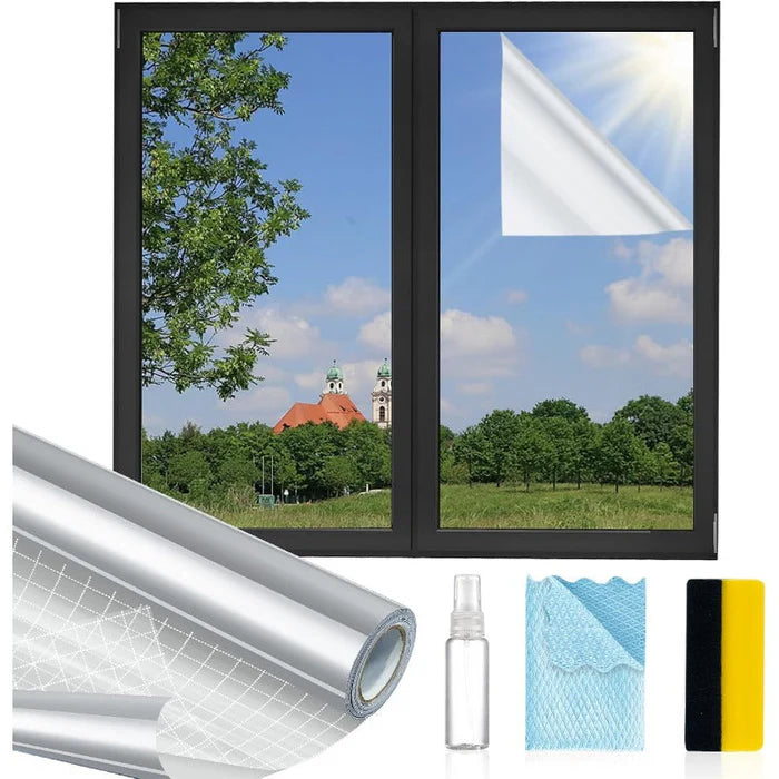 Reflective One-Way Privacy Window Film with DIY Installation Kit