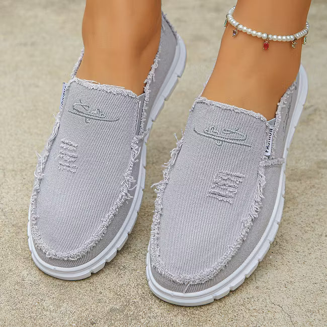 Women's Embroidered Canvas Slip On Shoes