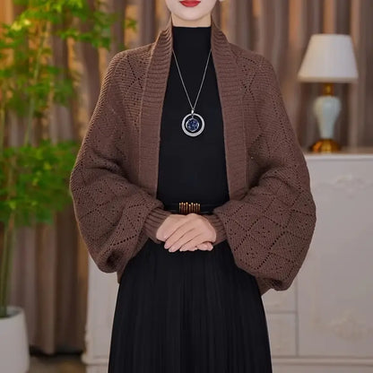 Fashion hollowed-out knitted shawl jacket