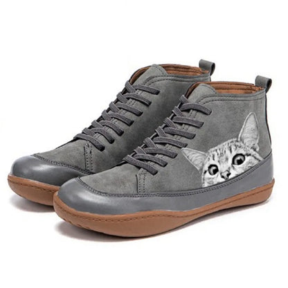 Women’s Purrfect Cat Lover Leather-Look Ankle Boots