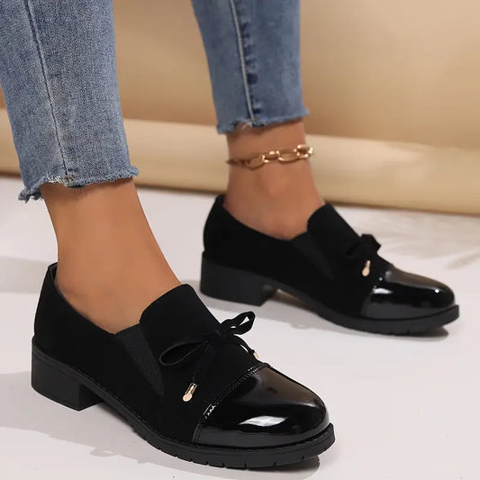 Women's Thick-Soled Bow Loafers – Casual, Breathable, and Stylish