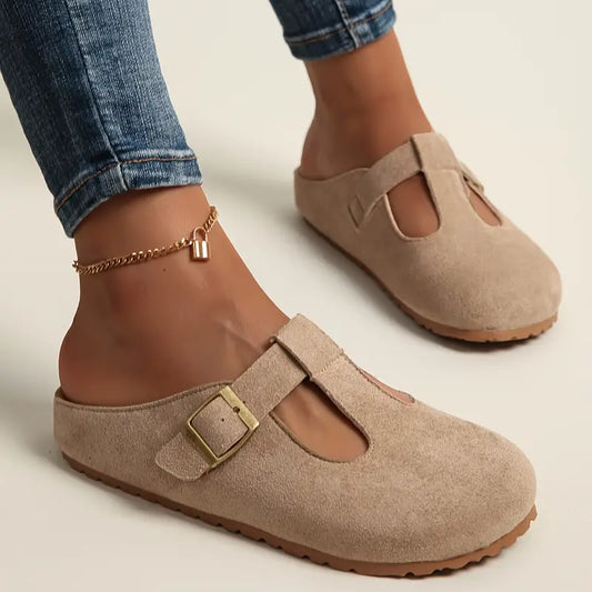 👡 Women's Casual Suede Slip-On Clogs with Buckle