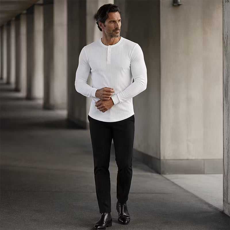Men's Textured Henley Shirt