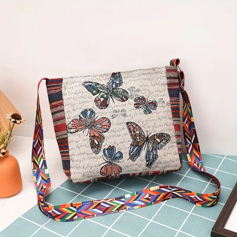 Embroidered Vintage-Style Shoulder Bag