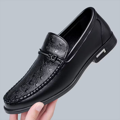 Men's Ostrich-Effect Leather-Look Loafers