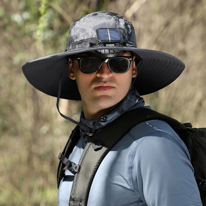 Solar Fan Wide-Brim Hat