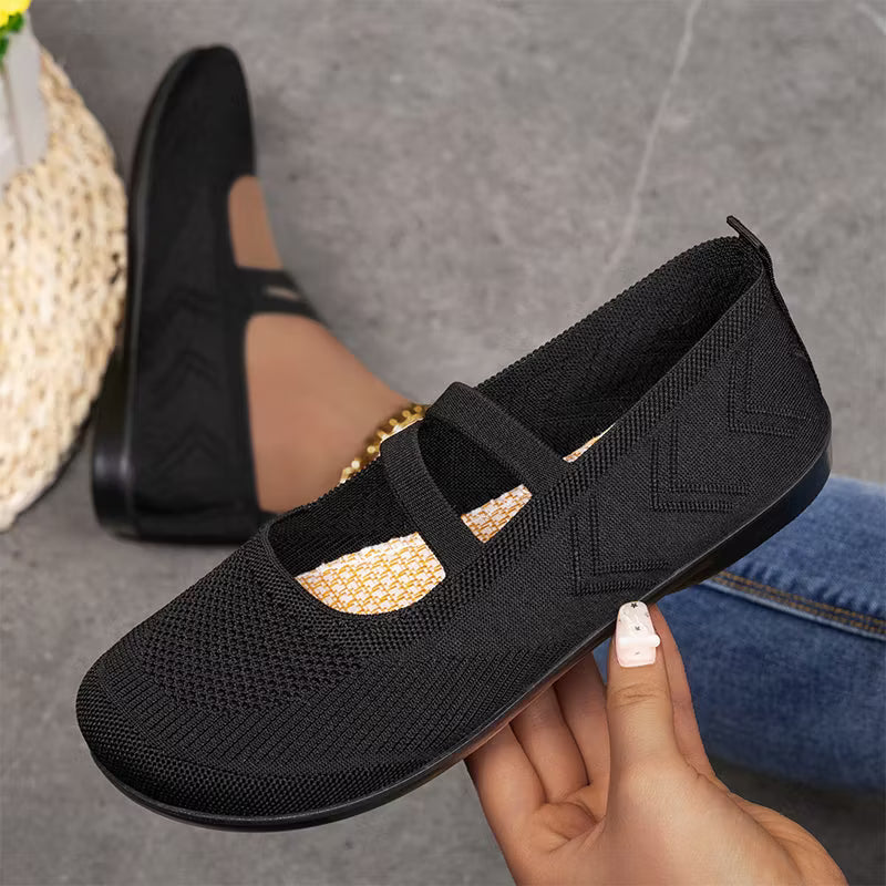 Women's Double-Strap Knitted Flats