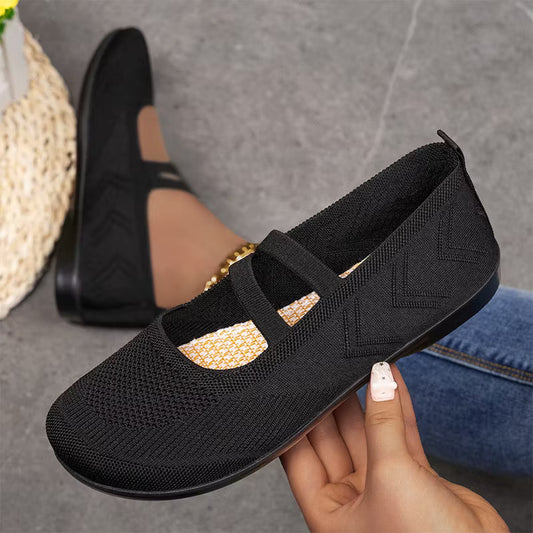Women's Double-Strap Knitted Flats