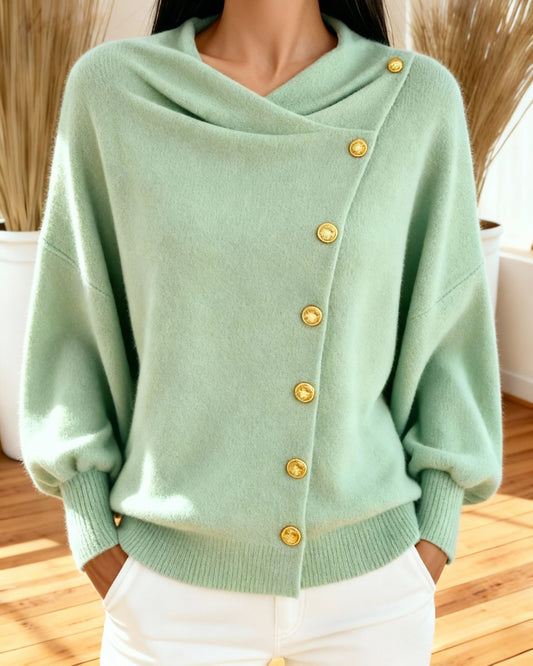 Women’s Swing-Collar Button-Front Knit Top