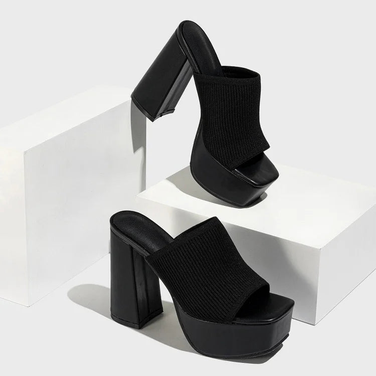 Women's High Heel Elastic Slippers