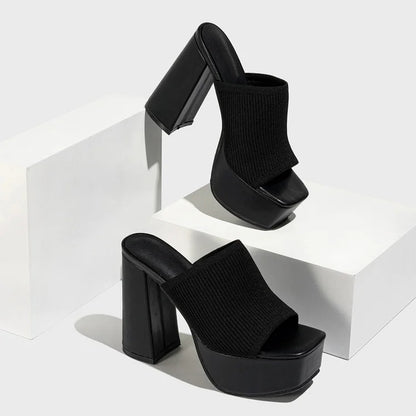 Women's High Heel Elastic Slippers