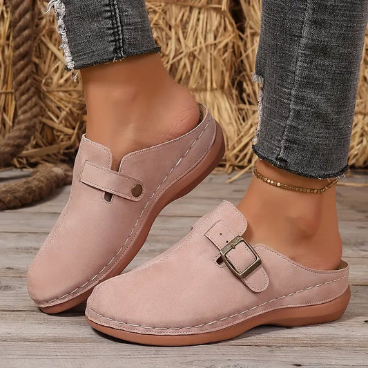 Women's Mid Heel Platform Sandals – PU Buckle Design