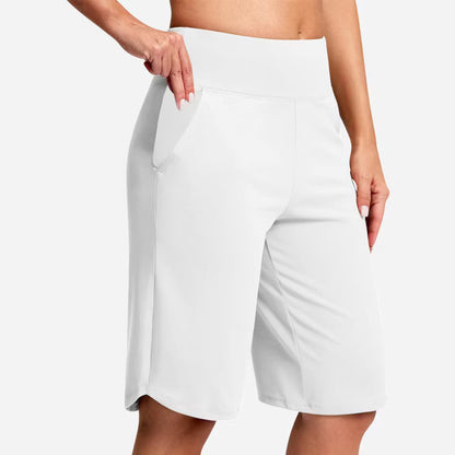 Women’s High-Waist Bermuda Active Shorts with Pockets