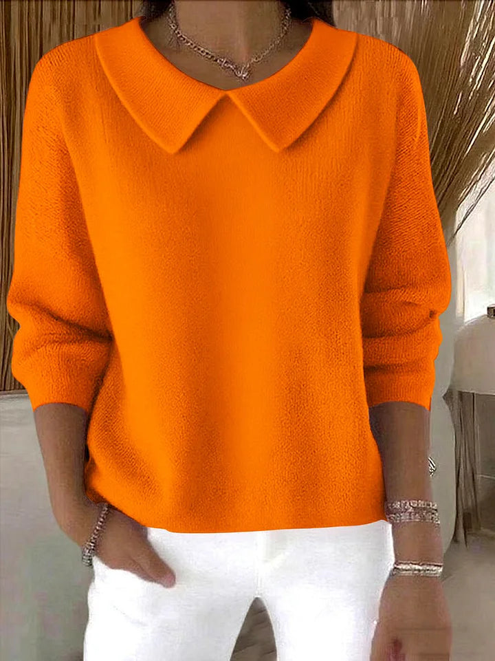 Women's Cotton Plain Long Sleeve Comfortable Sweater