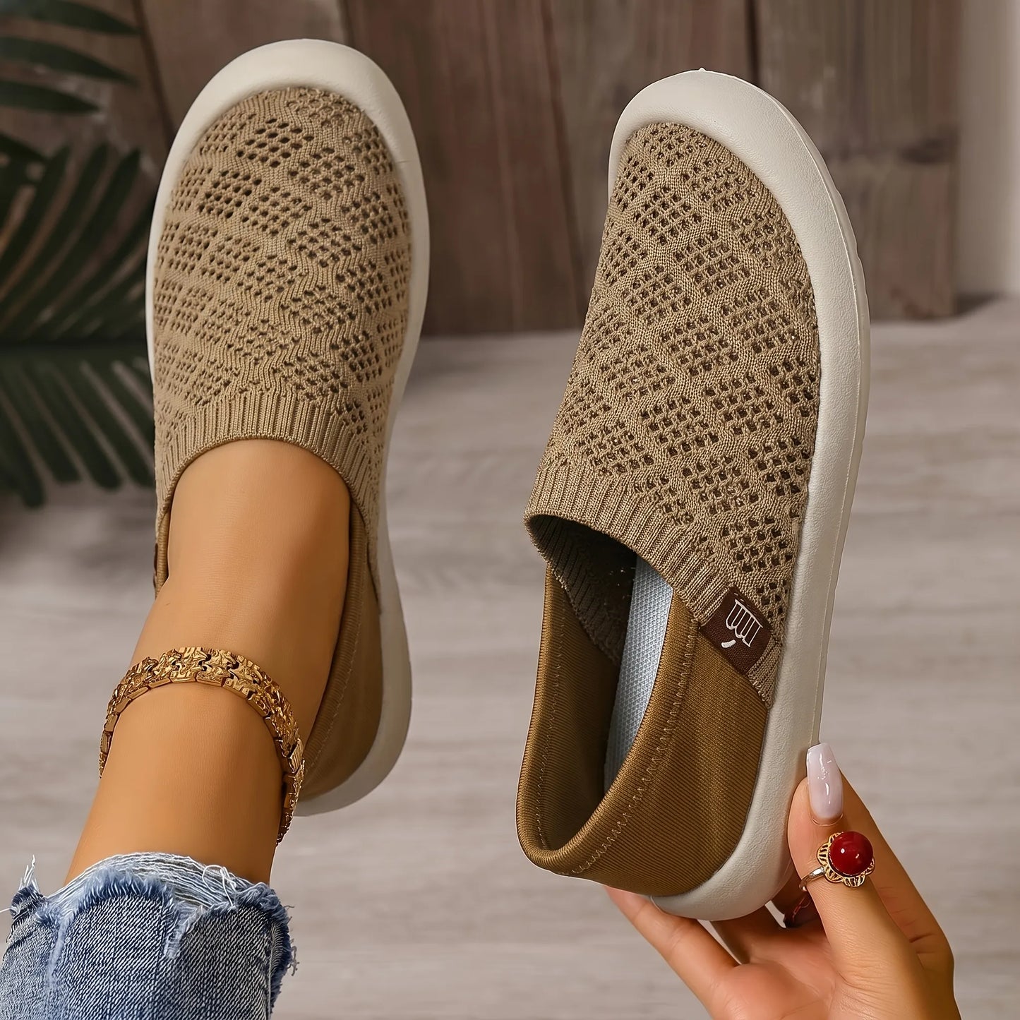 Women's Lightweight Knit Slip-On Trainers