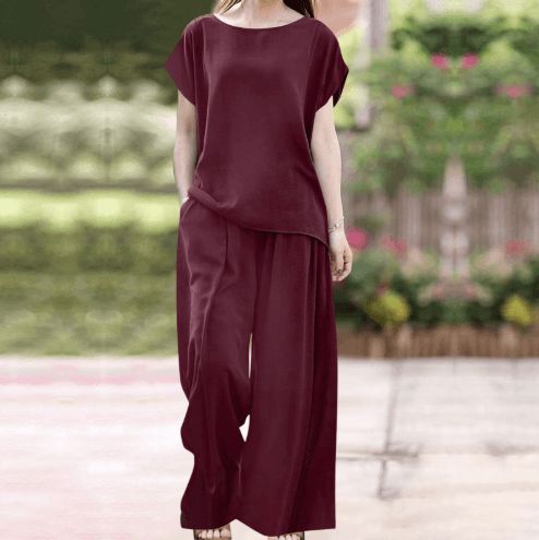 Casual plain wide leg pants