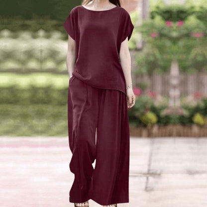 Casual plain wide leg pants