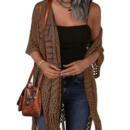 Women’s Crochet Tassel Kimono Cardigan