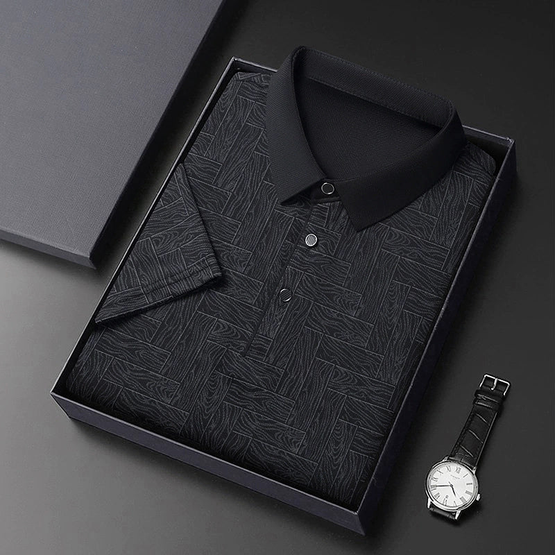 Men’s Breathable Patterned Polo Shirt