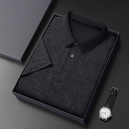 Men’s Breathable Patterned Polo Shirt