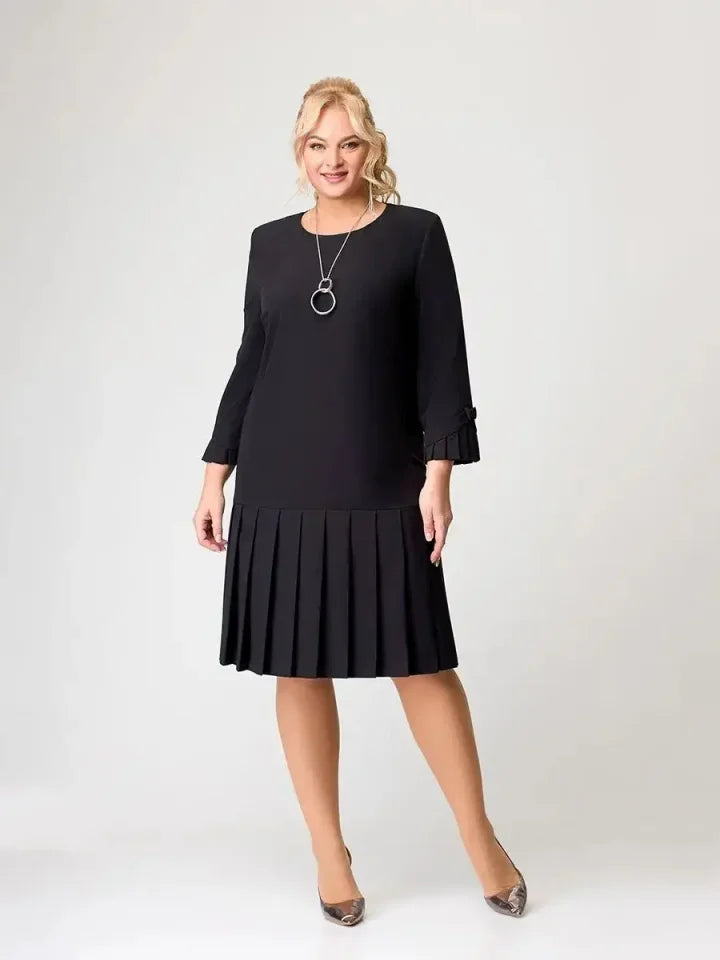 Women's Timeless Solid Colour Pleated Hem Dress