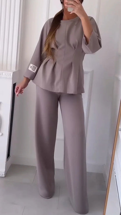 Women’s Casual Two-Piece Top and Trousers Set
