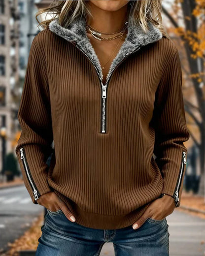 Women's Casual Demi-Zip Sweatshirt